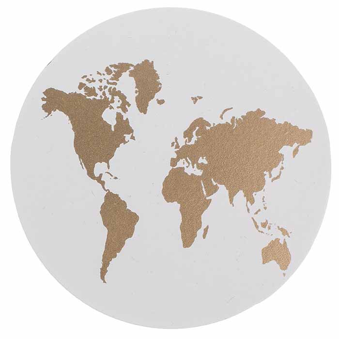 Lasinaluset World Map 4 kpl valkoinen
