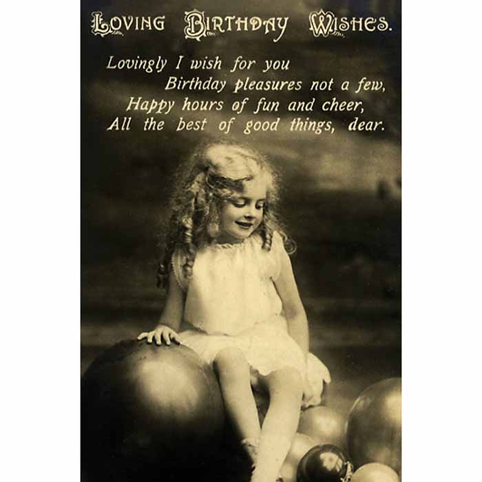 Vintage postikortti Birthday Wishes