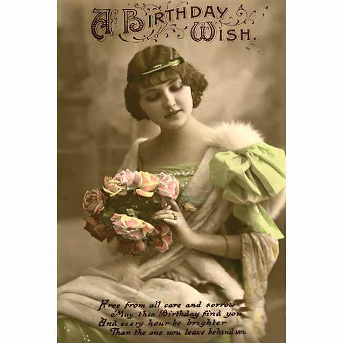 Vintage postikortti Birthday Wish