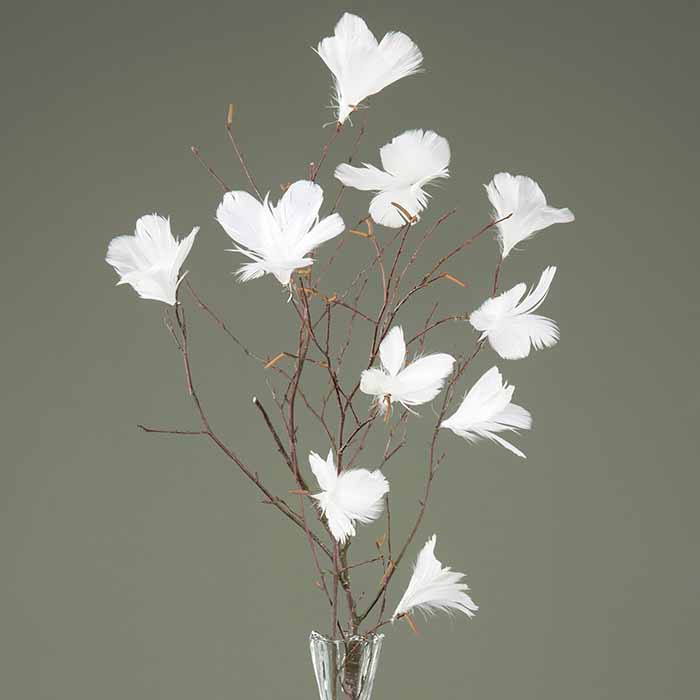 Höyhenkoriste kukka valkoinen 10 cm