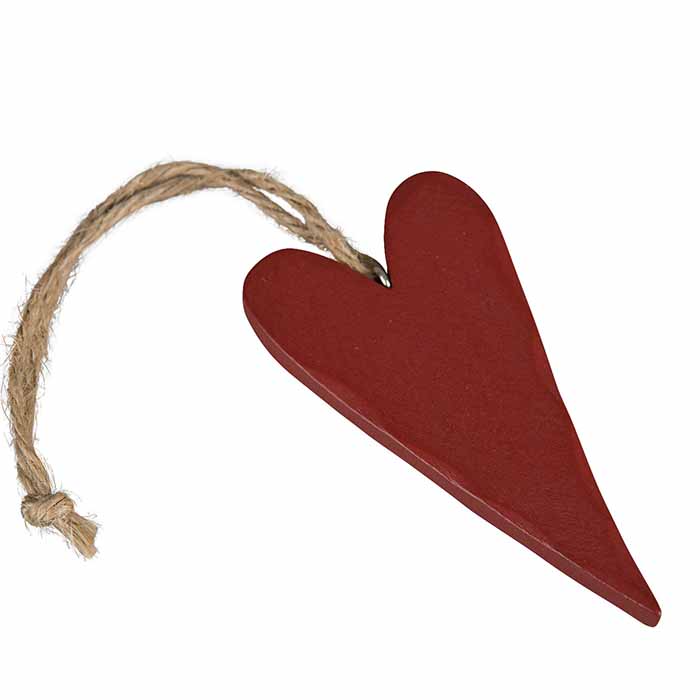 Sydän puuta 9 cm punainen