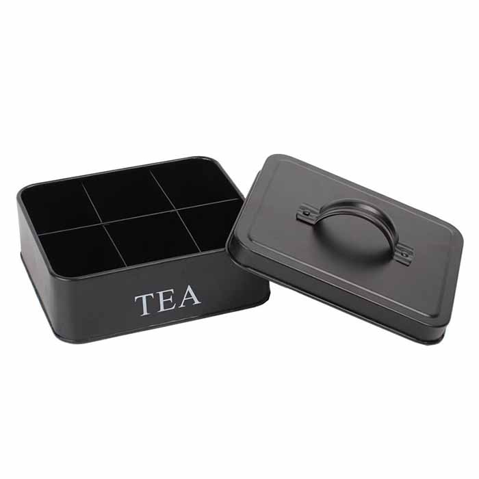 Tee-laatikko 6 pussilokeroa musta
