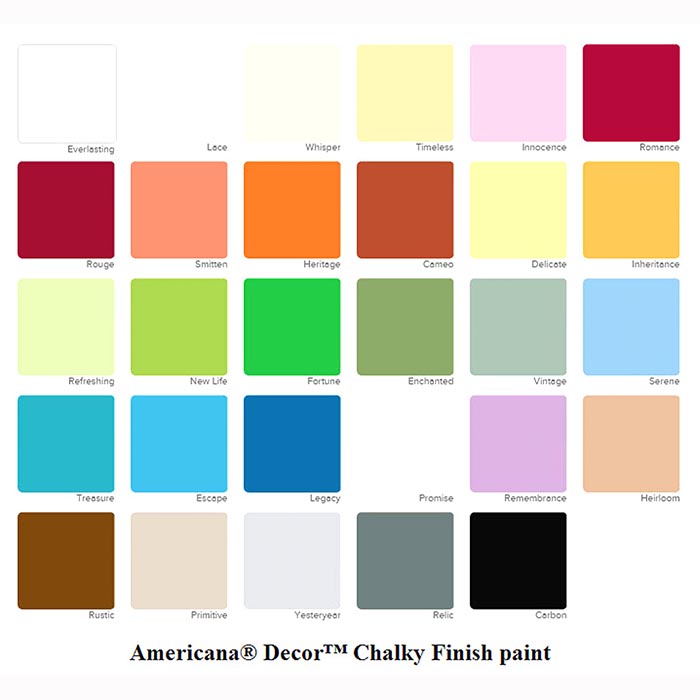 Americana Chalk Paint Color Chart